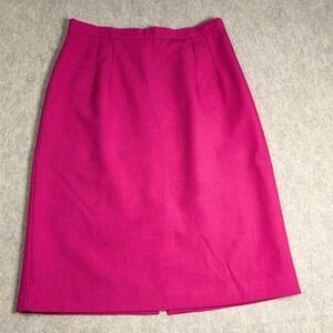 Isaac‎ Hazan Pencil Skirt Womens 10 Pink Polyester Vintage Classic Chic Business